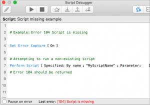 Error 104 Script is missing debugger screen shot